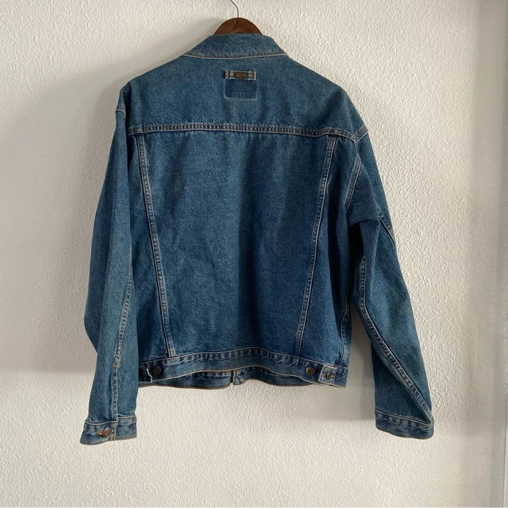 Vintage Denim Trucker Jacket ID WEAR Streetwear Oversized XL Relaxed Grunge - Picture 12 of 14